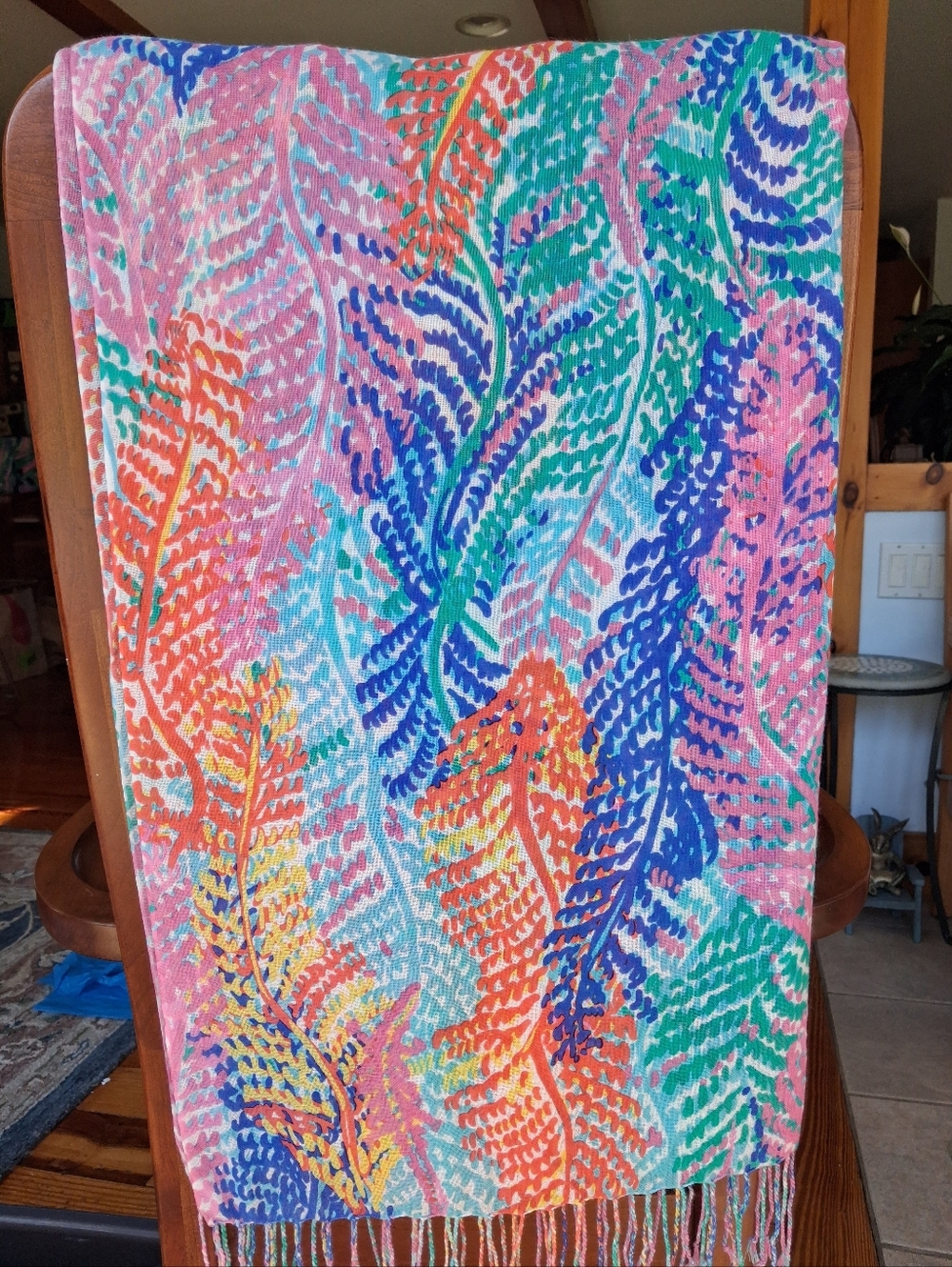Lilly Pulitzer Murfee Scarf "Electric Feel" Silk/cashmere EUC